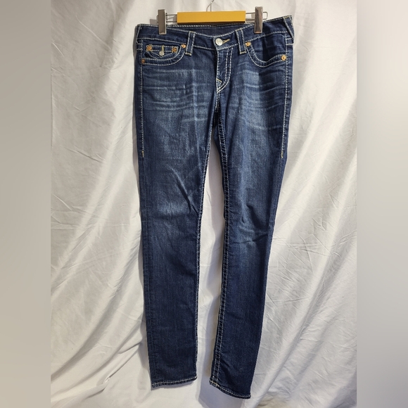 True Religion Dark Blue Skinny Jeans,  Size 30 X 31 - Picture 2 of 7